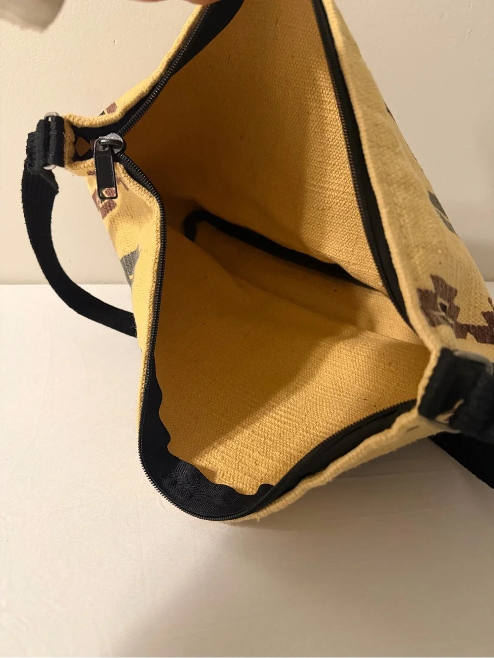 Southwestern Canvas Satchel with Black Strap
